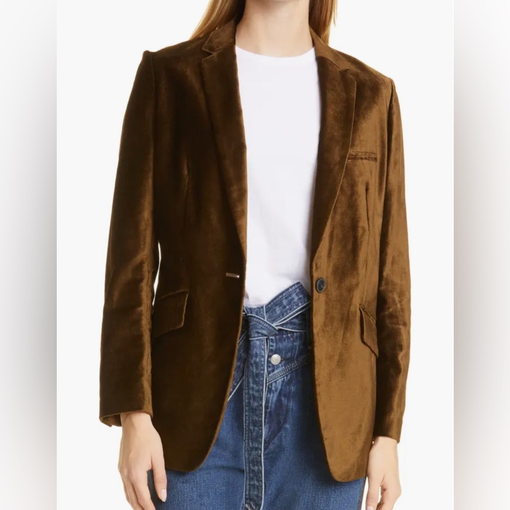 Rag and Bone Margot Olive Green Velvet Blazer